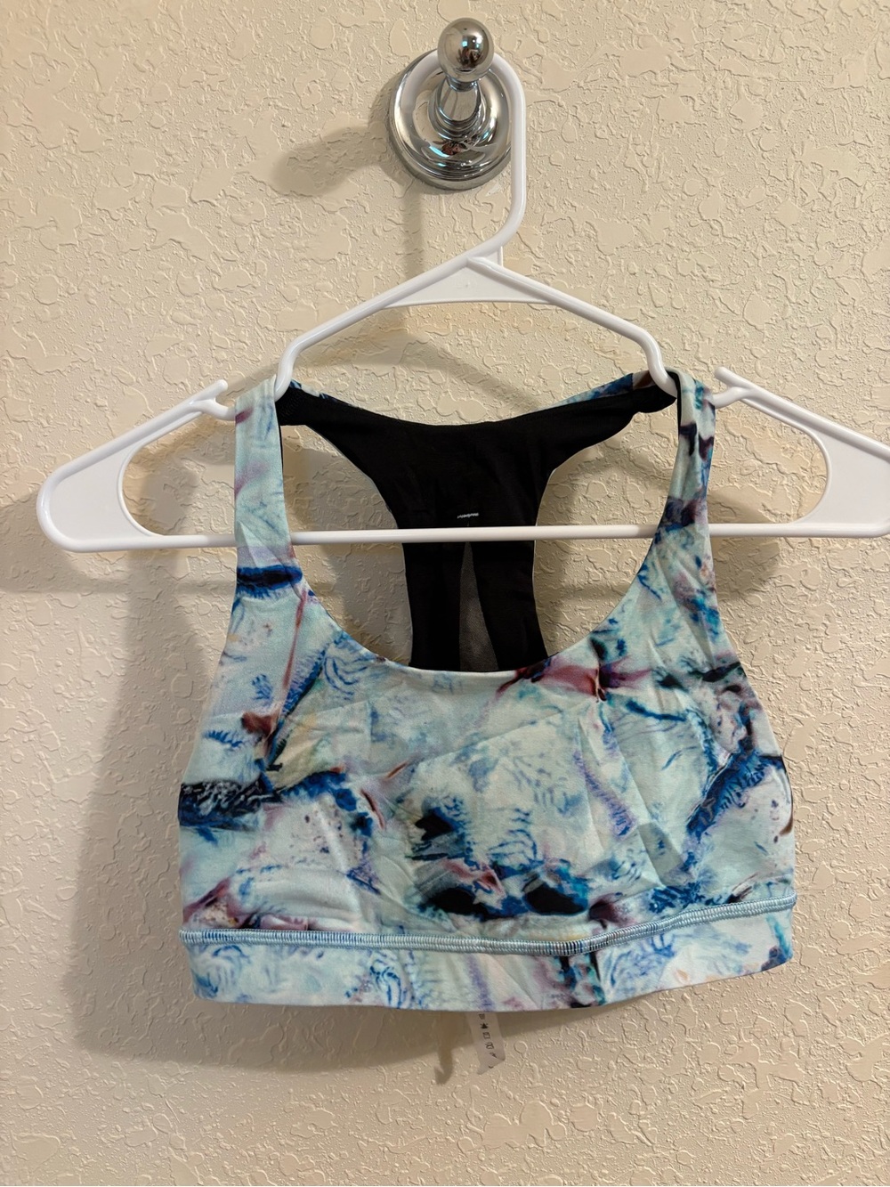 lululemon athletica Light Blue Tie-Dye Sports Bra with Black Racerback